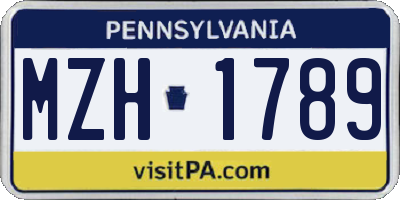PA license plate MZH1789