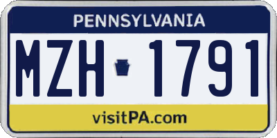 PA license plate MZH1791