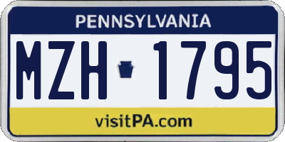 PA license plate MZH1795