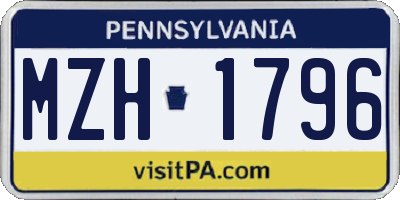 PA license plate MZH1796