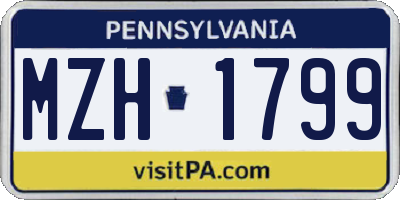 PA license plate MZH1799