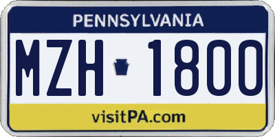 PA license plate MZH1800