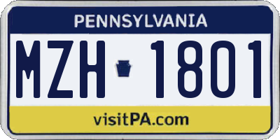 PA license plate MZH1801