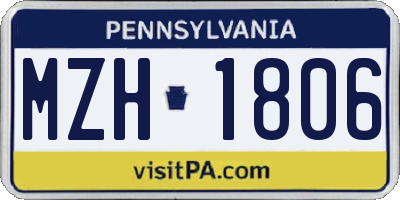 PA license plate MZH1806