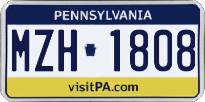 PA license plate MZH1808