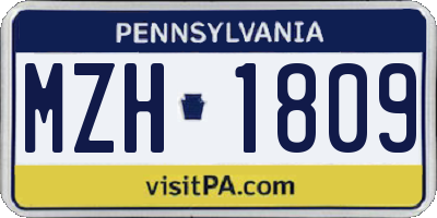 PA license plate MZH1809