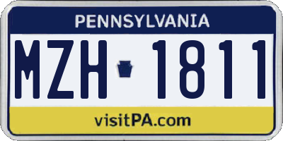 PA license plate MZH1811