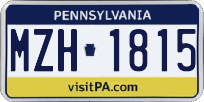 PA license plate MZH1815