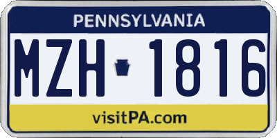 PA license plate MZH1816
