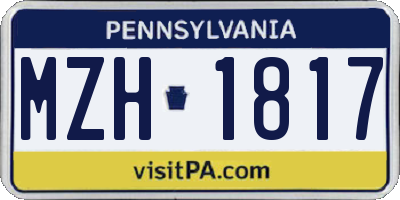 PA license plate MZH1817