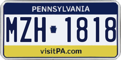 PA license plate MZH1818