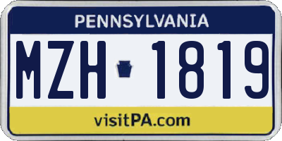 PA license plate MZH1819