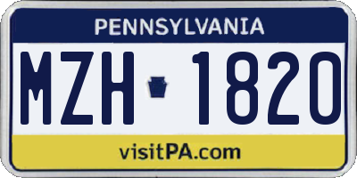 PA license plate MZH1820