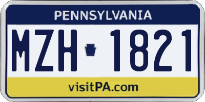 PA license plate MZH1821