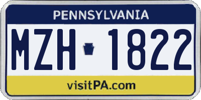 PA license plate MZH1822