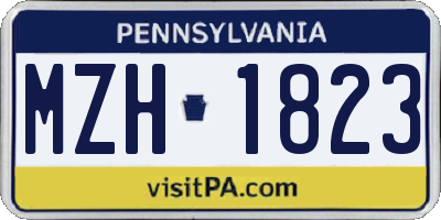 PA license plate MZH1823