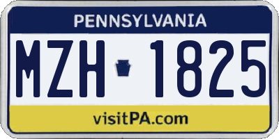 PA license plate MZH1825