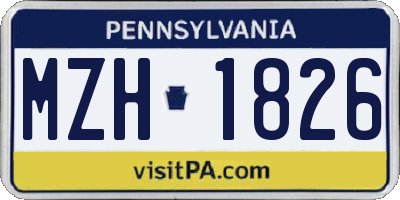 PA license plate MZH1826