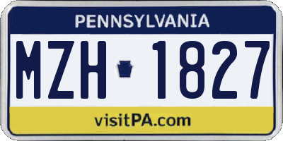 PA license plate MZH1827
