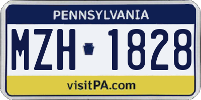 PA license plate MZH1828