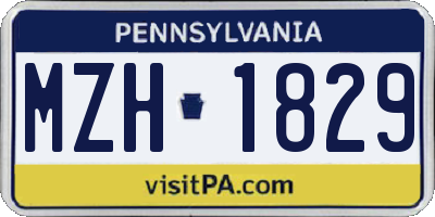 PA license plate MZH1829