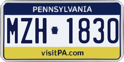 PA license plate MZH1830