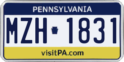 PA license plate MZH1831