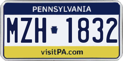 PA license plate MZH1832