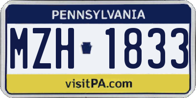PA license plate MZH1833