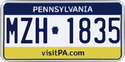 PA license plate MZH1835