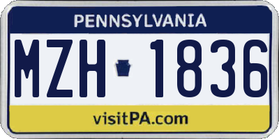 PA license plate MZH1836