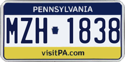PA license plate MZH1838