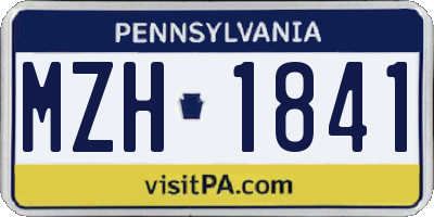 PA license plate MZH1841
