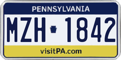 PA license plate MZH1842