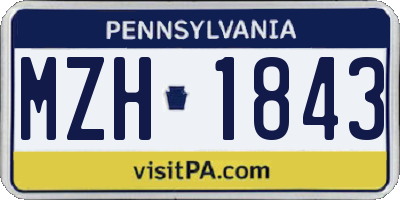 PA license plate MZH1843
