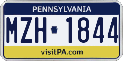 PA license plate MZH1844