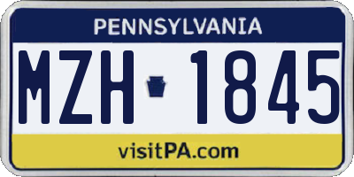 PA license plate MZH1845