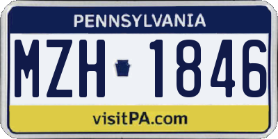 PA license plate MZH1846