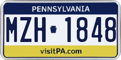 PA license plate MZH1848