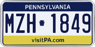PA license plate MZH1849