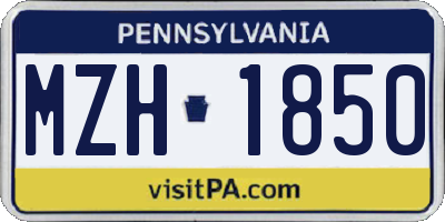 PA license plate MZH1850