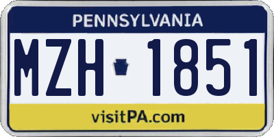 PA license plate MZH1851