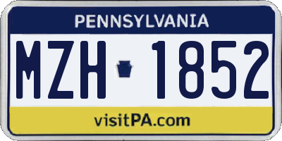 PA license plate MZH1852