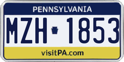 PA license plate MZH1853