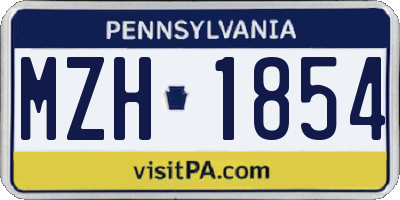 PA license plate MZH1854