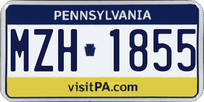 PA license plate MZH1855