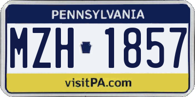 PA license plate MZH1857