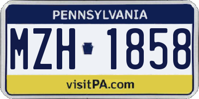 PA license plate MZH1858