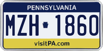 PA license plate MZH1860