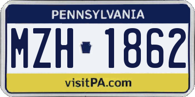 PA license plate MZH1862